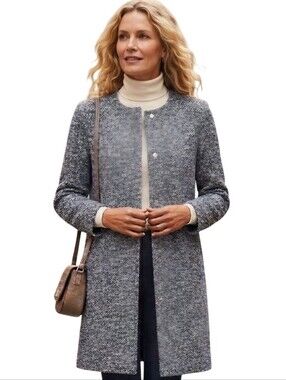 Talbots Tweed Hidden Snap Closure Fully Lined Pocket Coat Plussize Size 1X